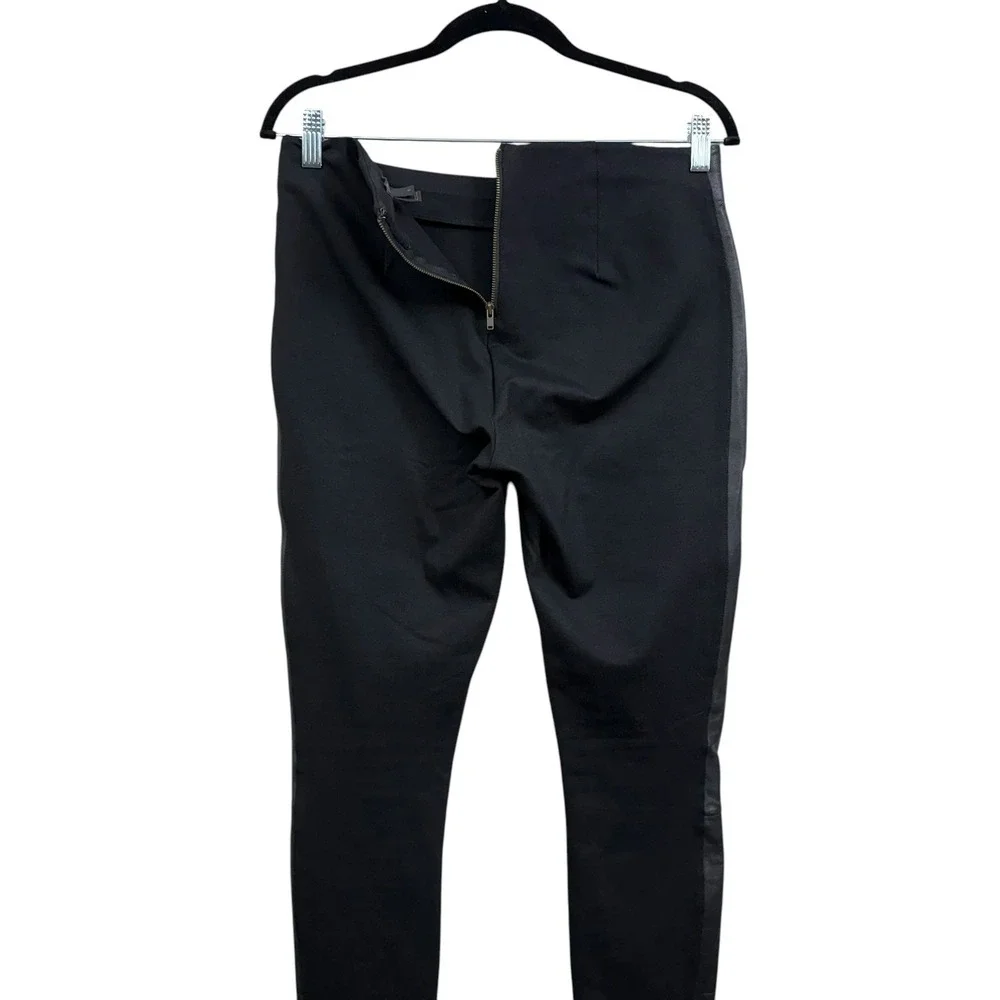 J. Crew Women Ponte Knit Leggings Vegan Leather Trim Panel High Waist Black 8*